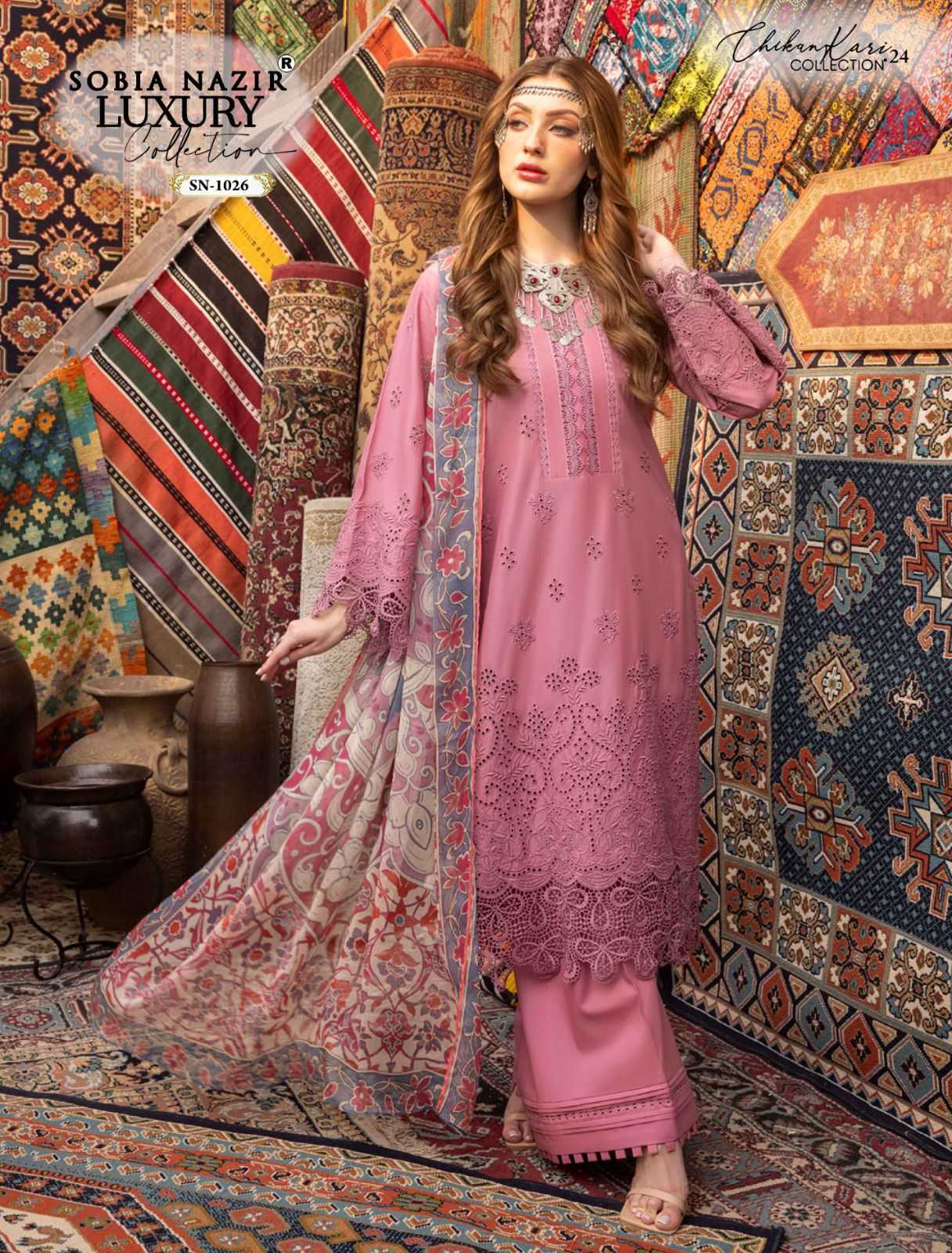 Ynf Chikan KESH444 SOBIA NAZIR SN-1026 Suits & Dresses Islamic Clothing Festive Collections Wholesale Pakistani Suits Afghani Suits Semi Stitched Suits Manufacturer