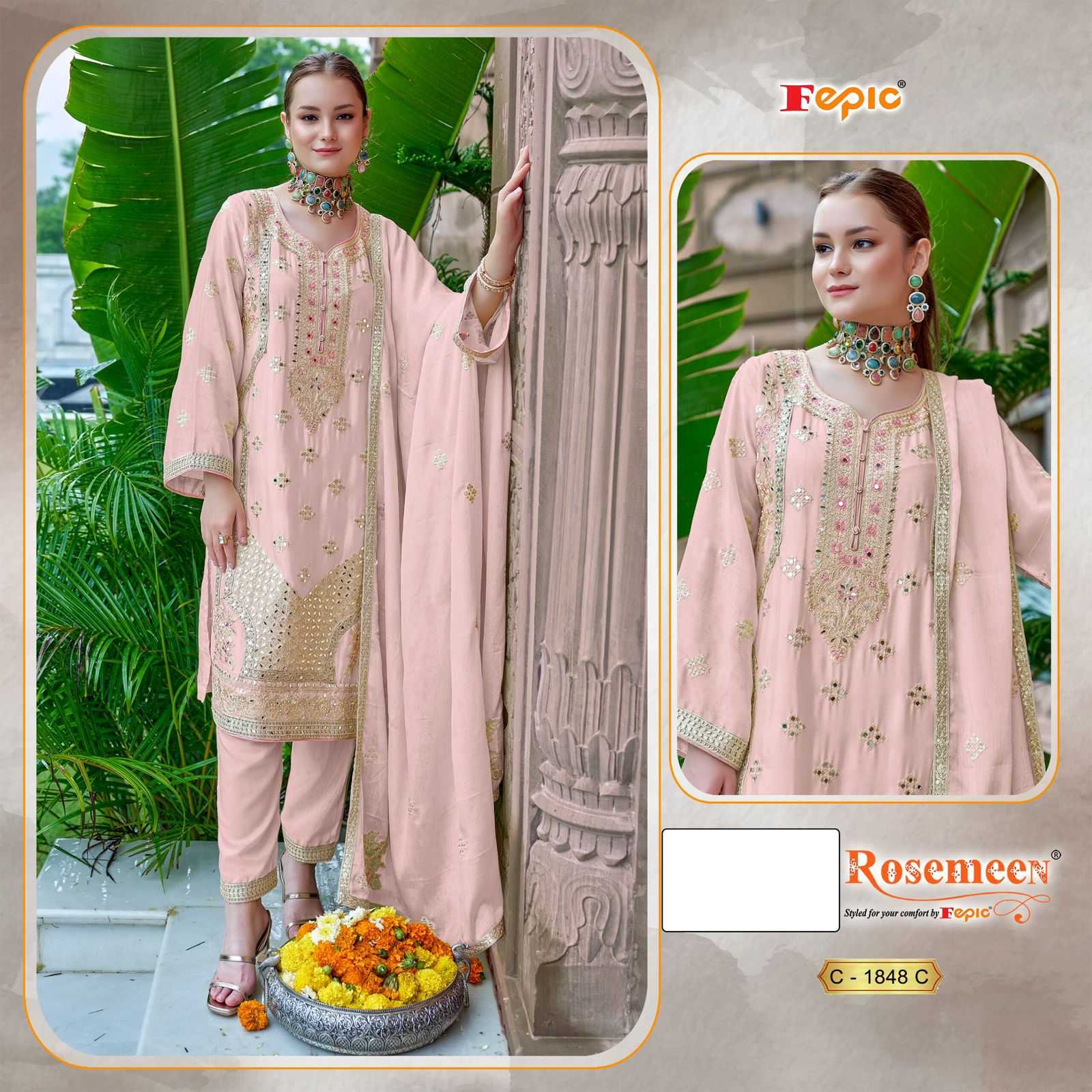 Ynf Chinon KESH446 FEPIC ROSEMEEN-1848 Suits & Dresses Islamic Clothing Festive Collections Wholesale Pakistani Suits Semi Stitched Suits Embroidered Suits Manufacturer