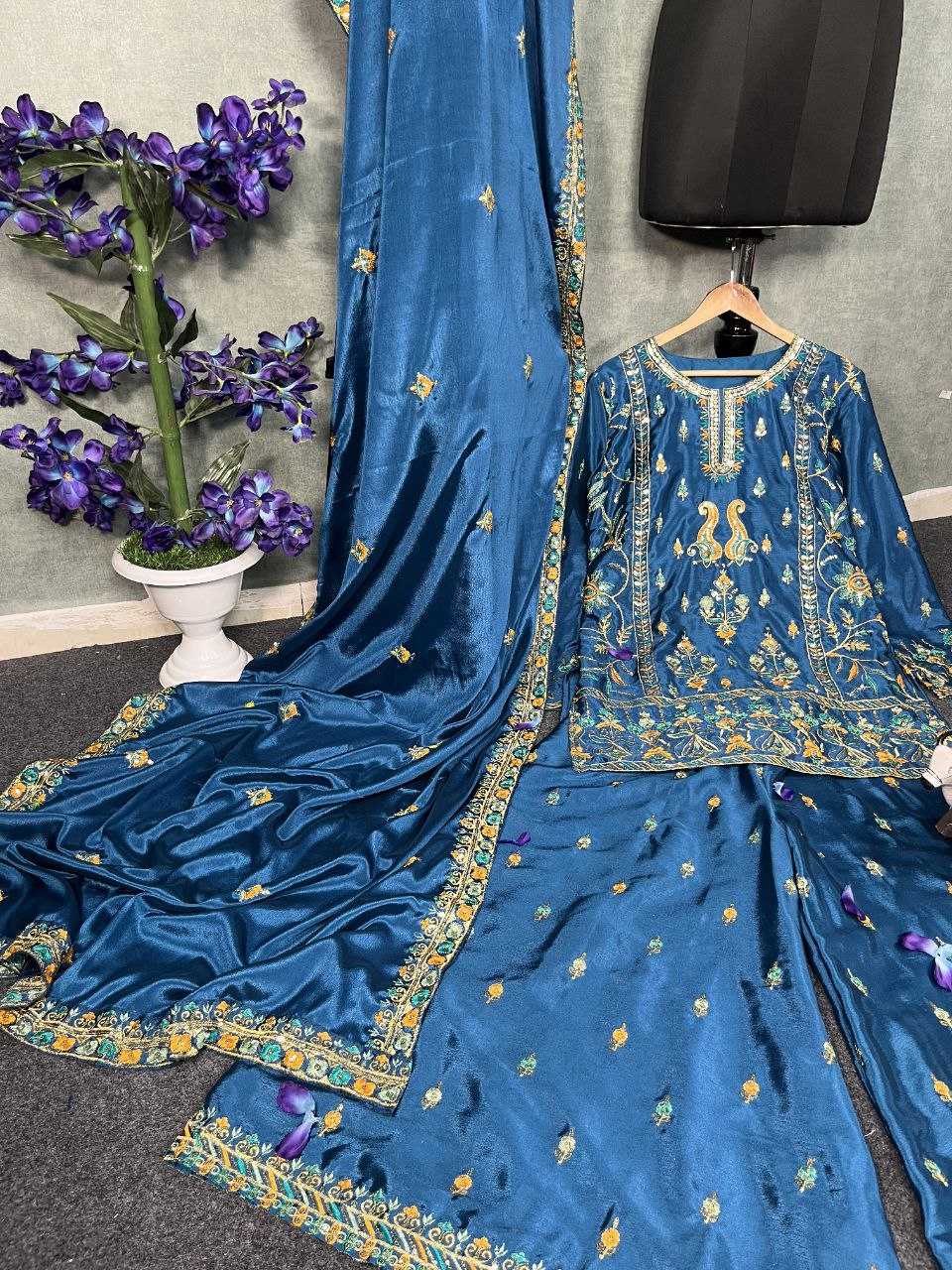 Ynf Chinon Silk RIN108 BD-1733 Suits & Dresses Festive Collections Wholesale Sharara Salwar Suits Palazzo Suit Party Wear Dresses Eid Collections Manufacturer