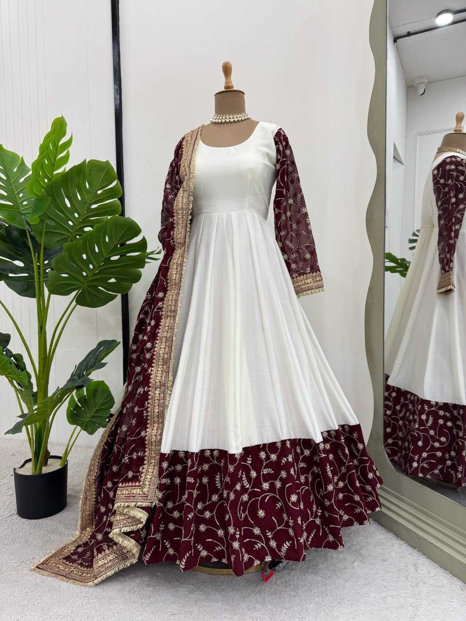 Ynf Chinon Silk RIN162 5843 Eid special Gowns Festive Collections Wholesale Anarkali Gown Party Gowns Sequin Gowns Eid Collections Manufacturer