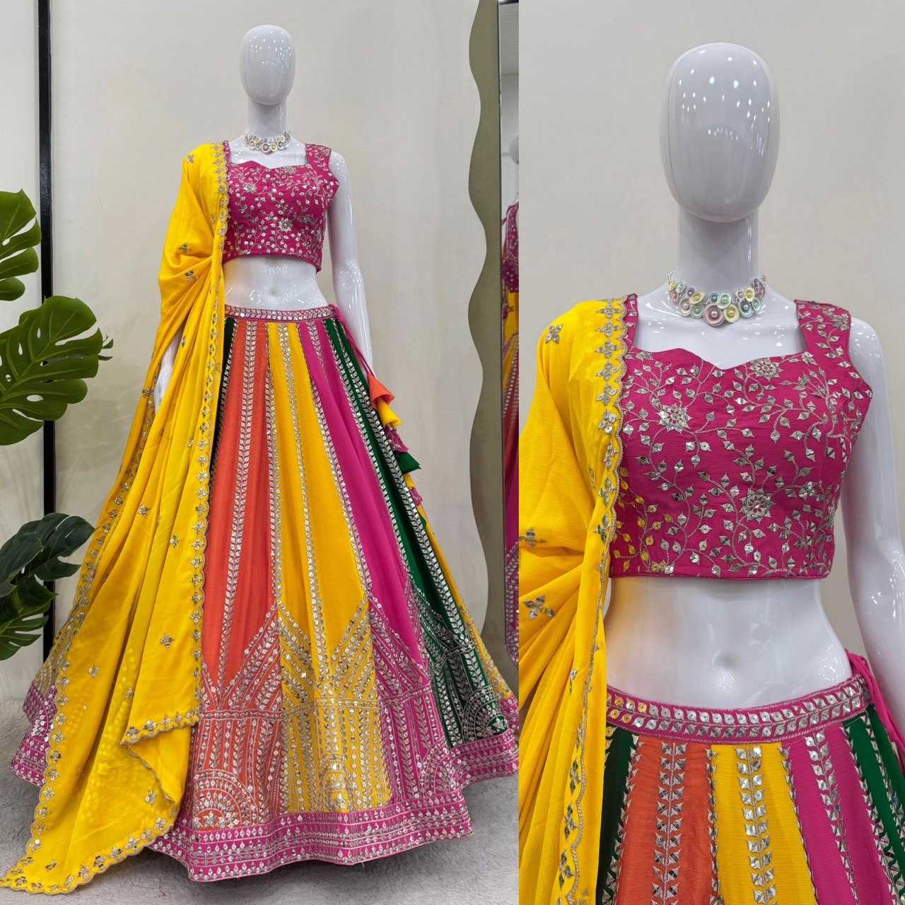 Ynf Chinon Silk RIN162 QRC-322 Lehengas Wedding Collections Wholesale Silk Lehenga Heavy Lehenga Pre-Wedding Photoshoot Outfits Manufacturer