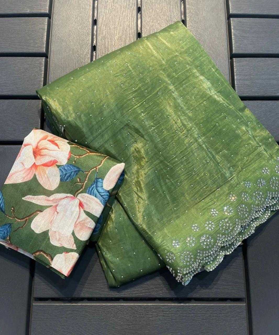 Ynf Chinon Silk RIN199 SubhShree Sarees Wholesale Stone Work Saree Silk Sarees Manufacturer