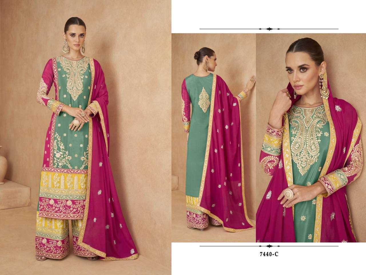 Ynf Chinon Silk Suits & Dresses Wholesale Palazzo Suit Party wear suits Embroidered Suits Manufacturer