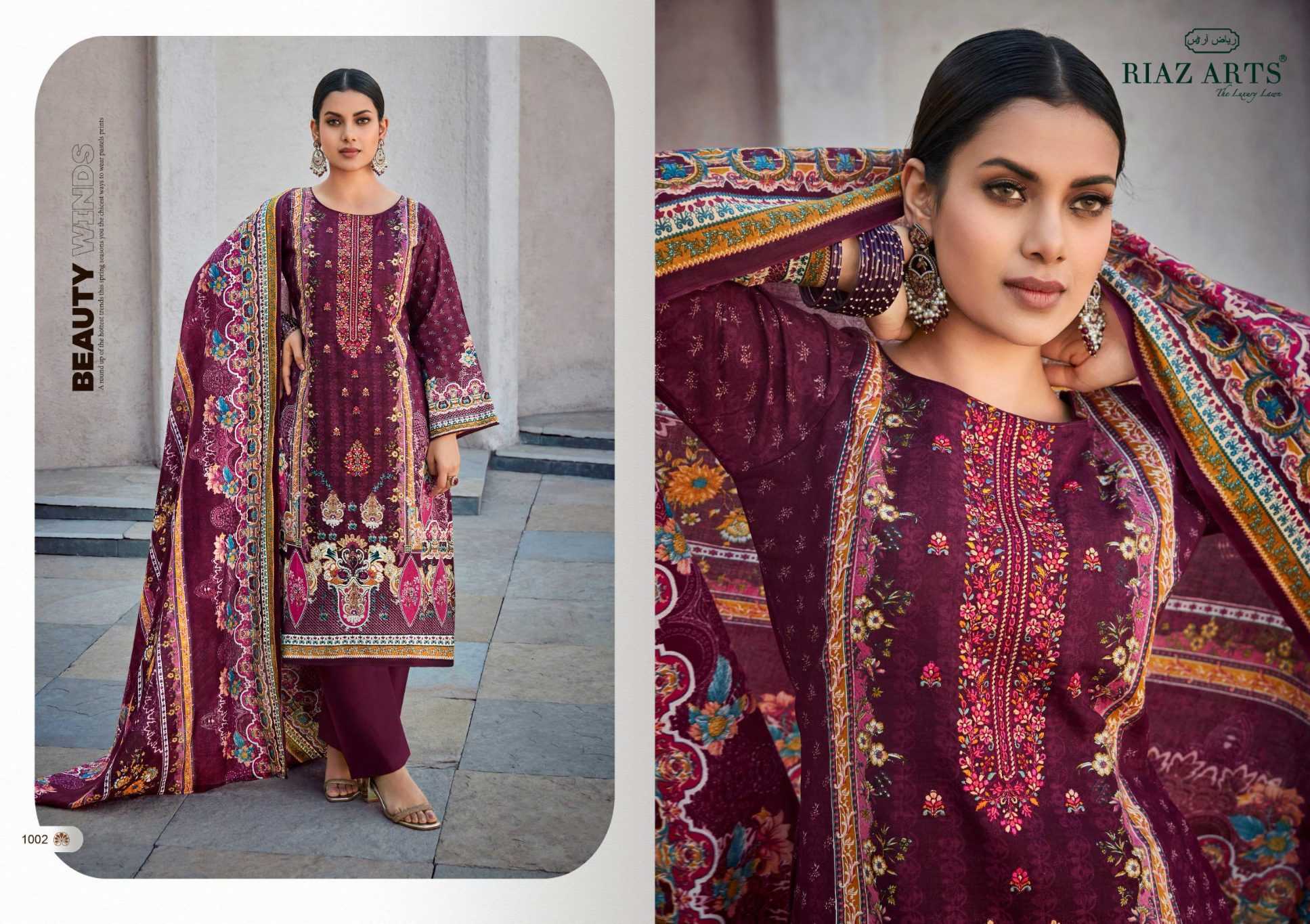 Ynf Cotton Cambric RIN186 RIAZ ARTS-MUSAFIR MAHJABEEN Setwise Collections Wholesale Pakistani Suits Catalogs Dresses & Suits Catalogs Manufacturer