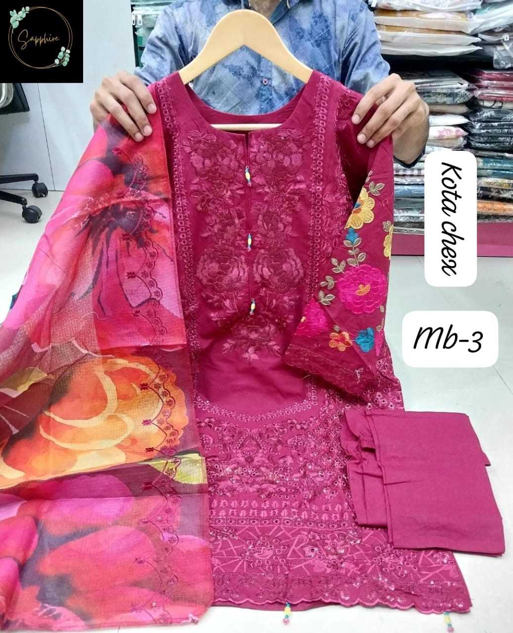 Ynf Cotton Cambric RIN186 SAPPHIRE EMBROIDERED MARIA-B VOL-3 Suits & Dresses Islamic Clothing Festive Collections Wholesale Pakistani Suits Embroidered Suits Eid Collections Manufacturer