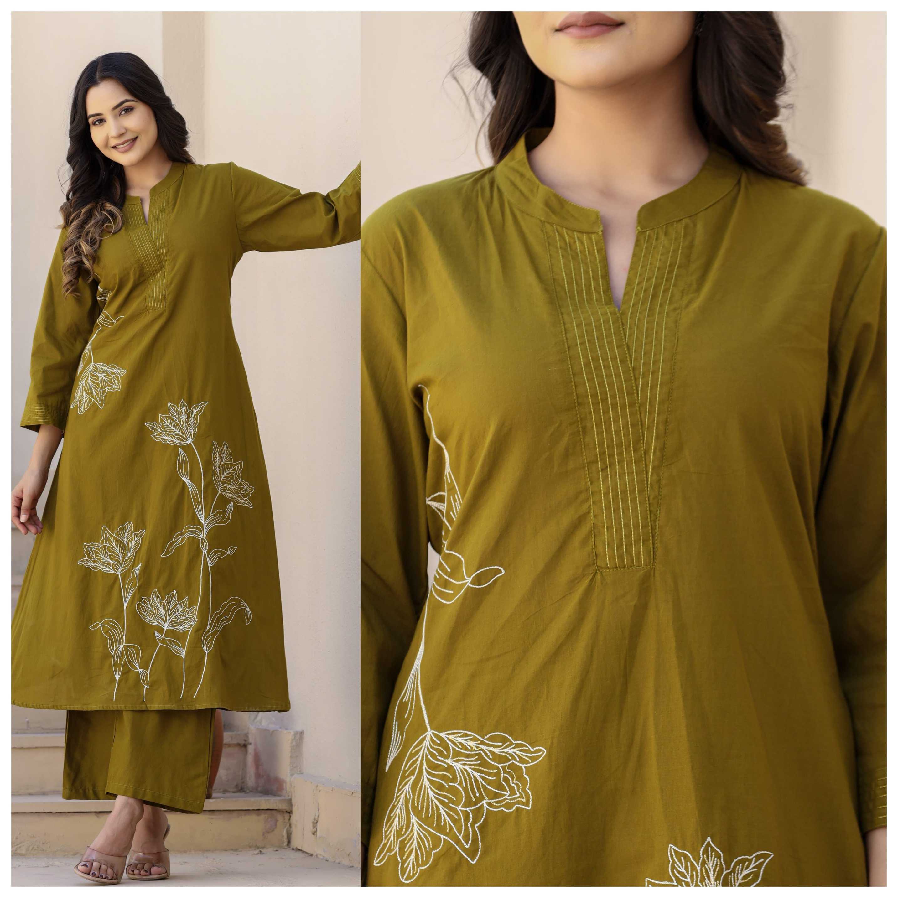 Ynf Cotton Cambric RIN190 line Kurta Palazzo Set Kurti Wholesale Workwear Kurtis Designer Kurtis Embroidered Kurtis Manufacturer