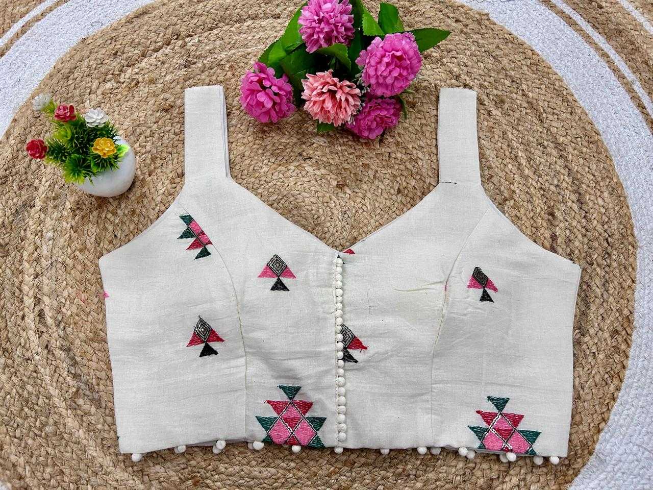 Ynf Cotton KESH356 GDC-04 Readymade Blouses Wholesale Embroidered Blouses Cotton Blouse Manufacturer