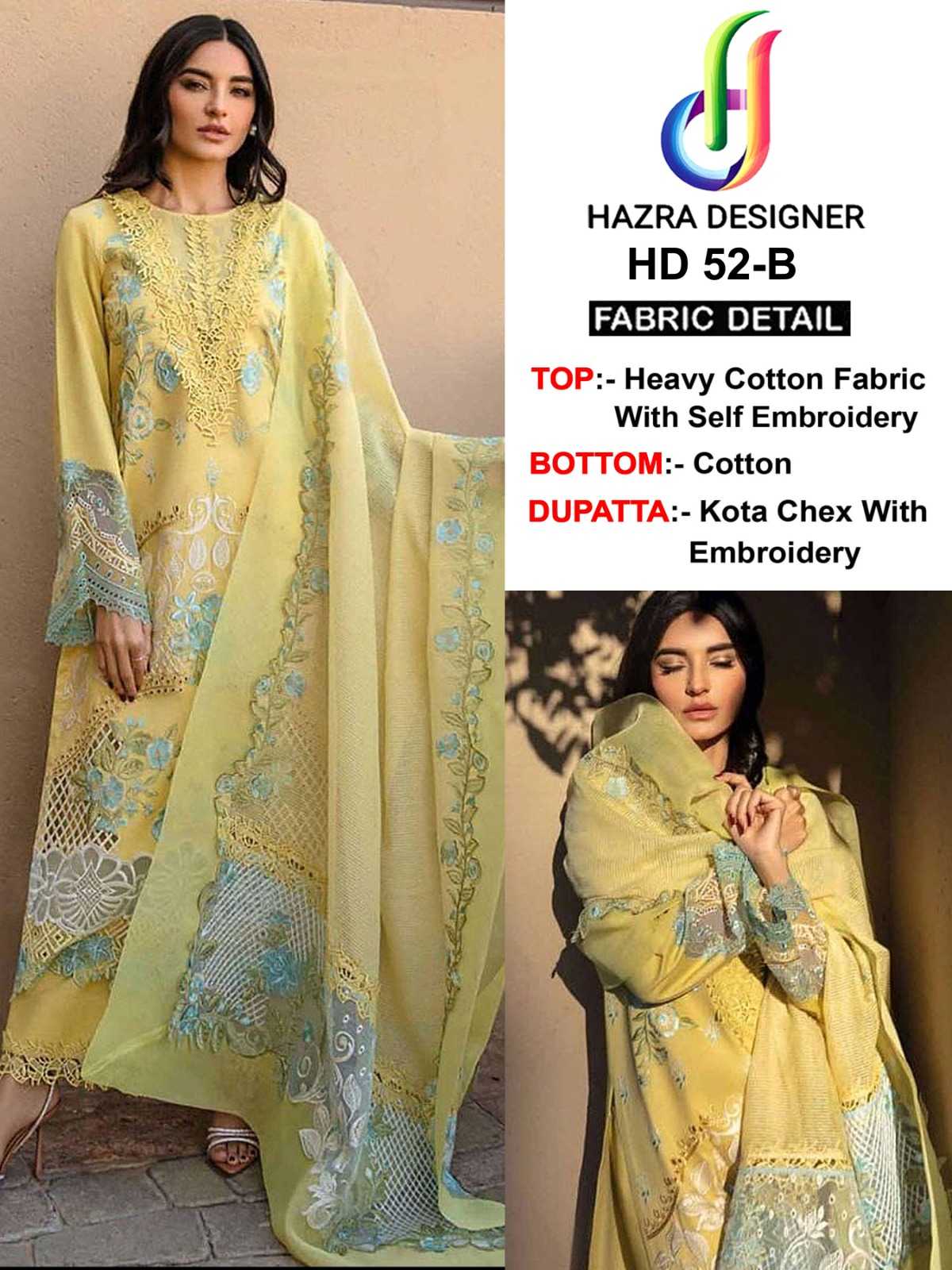 Ynf Cotton KESH444 HAZRA DESIGNER HD-52 Suits & Dresses Islamic Clothing Festive Collections Wholesale Pakistani Suits Cotton Suits Semi Stitched Suits Manufacturer