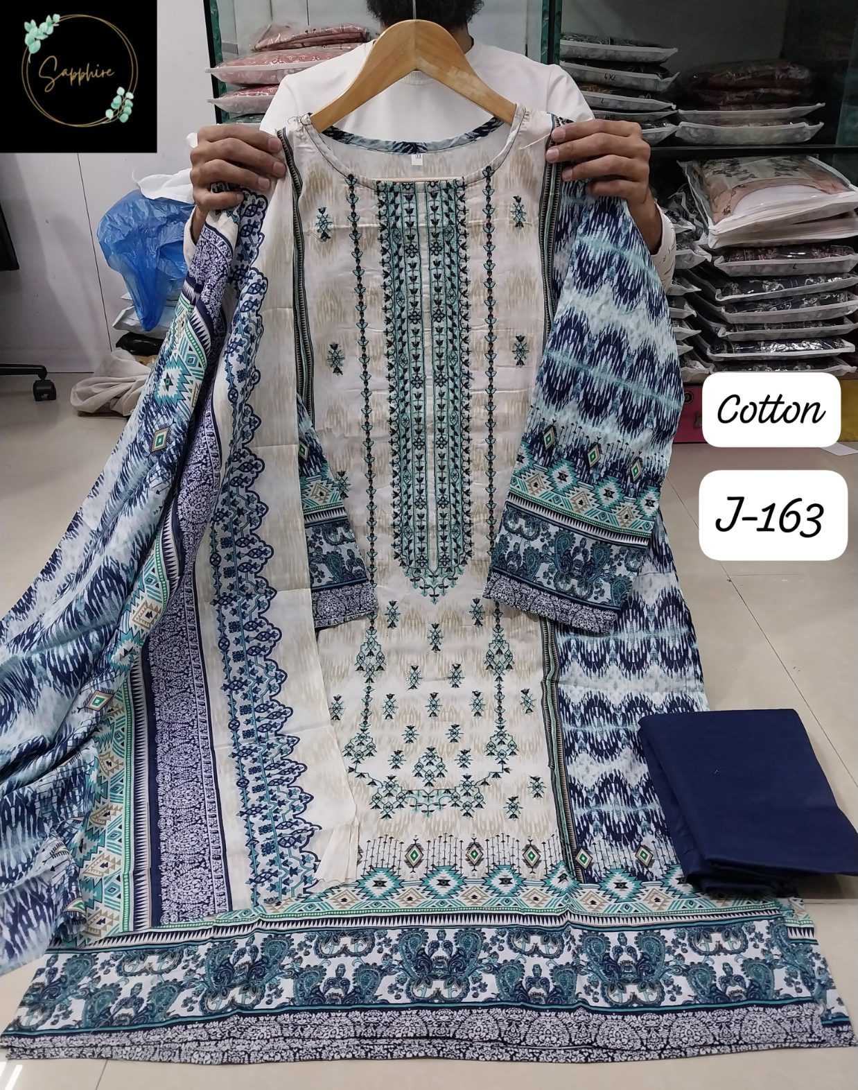 Ynf Cotton RIN186 SAPPHIRE JAZMIN VOL-163 Suits & Dresses Islamic Clothing Festive Collections Wholesale Embroidery Suits Cotton Suits Eid Collections Manufacturer