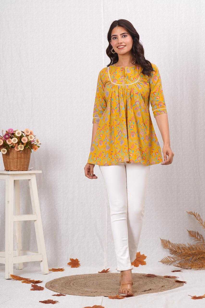 Ynf Cotton RIN190 A-Line Top Setwise Collections Wholesale Kurtis Catalogs Manufacturer