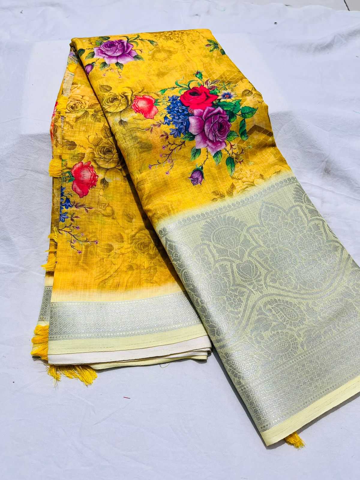 Ynf Cotton RIN203 MTW83 Sarees Wholesale Printed Sarees Cotton Linen Sarees Manufacturer