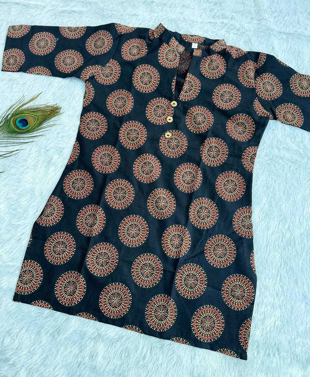 Ynf Cotton RIN207 124 BLK Kurti Wholesale Short Kurtis Printed Kurtis Ladies Kurti Manufacturer