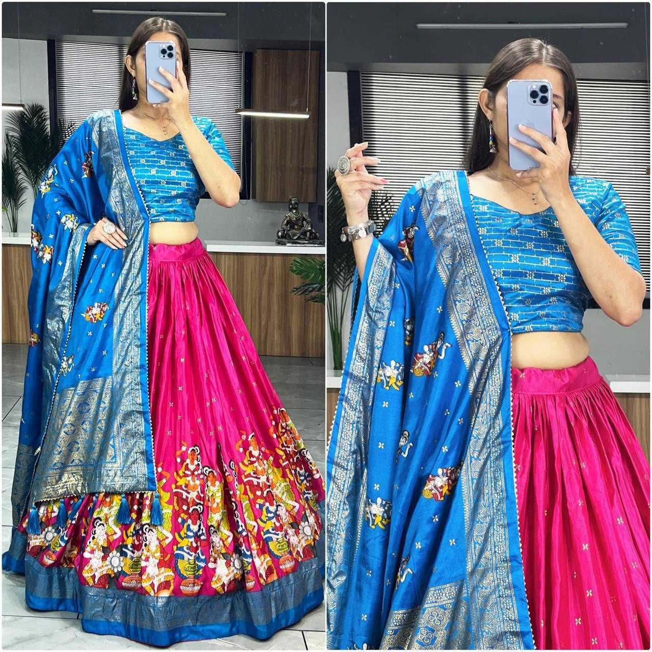 Ynf Dola Silk RIN119 GRTN7082 Lehengas Wholesale Fancy Lehenga Kalamkari Lehenga Manufacturer