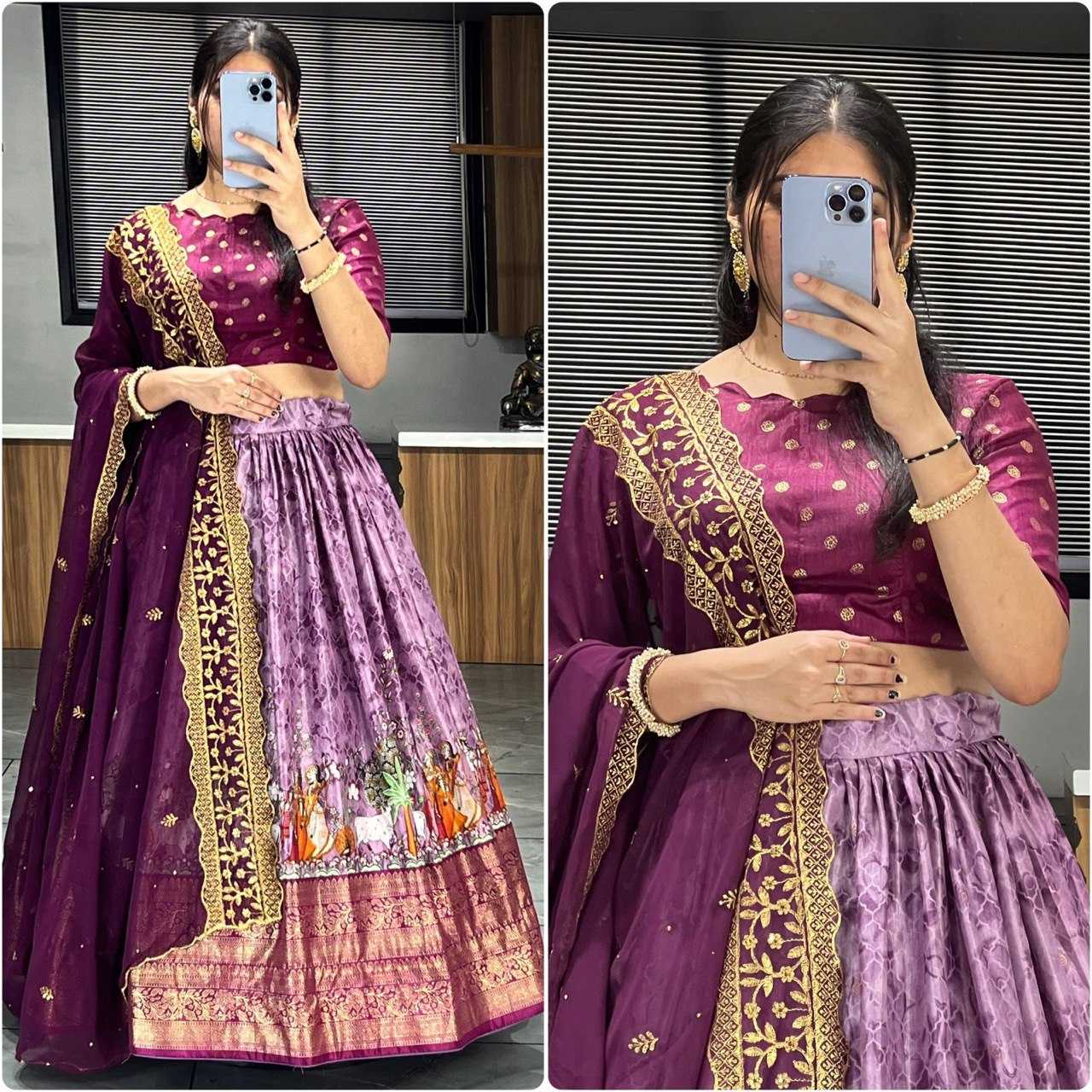 Ynf Dola Silk RIN119 Kalamkari Lehnga Lehengas Wholesale Kalamkari Lehenga Traditional Lehenga Silk Lehenga Manufacturer