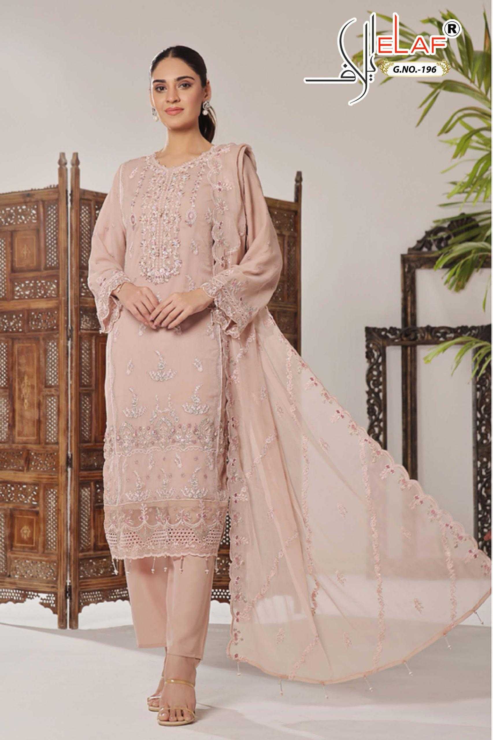 Ynf Faux Georgette KESH444 ELAF G-196 Suits & Dresses Islamic Clothing Festive Collections Wholesale Georgette Suit Semi Stitched Suits Embroidered Suits Manufacturer