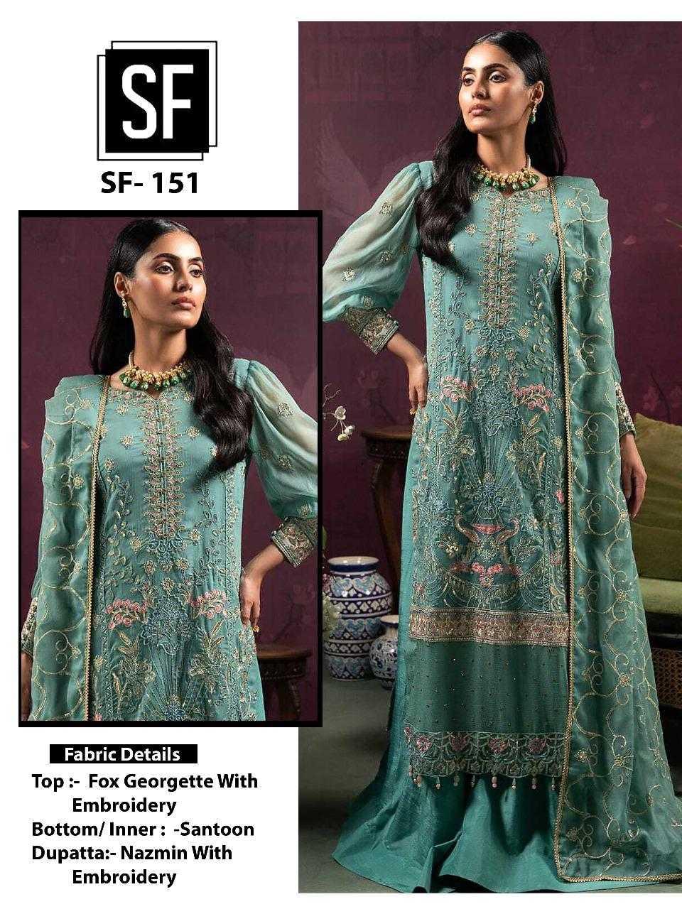 Ynf Faux Georgette KESH444 SF-151 Suits & Dresses Wedding Collections Festive Collections Wholesale Embroidery Suits Georgette Suit Semi Stitched Suits Manufacturer