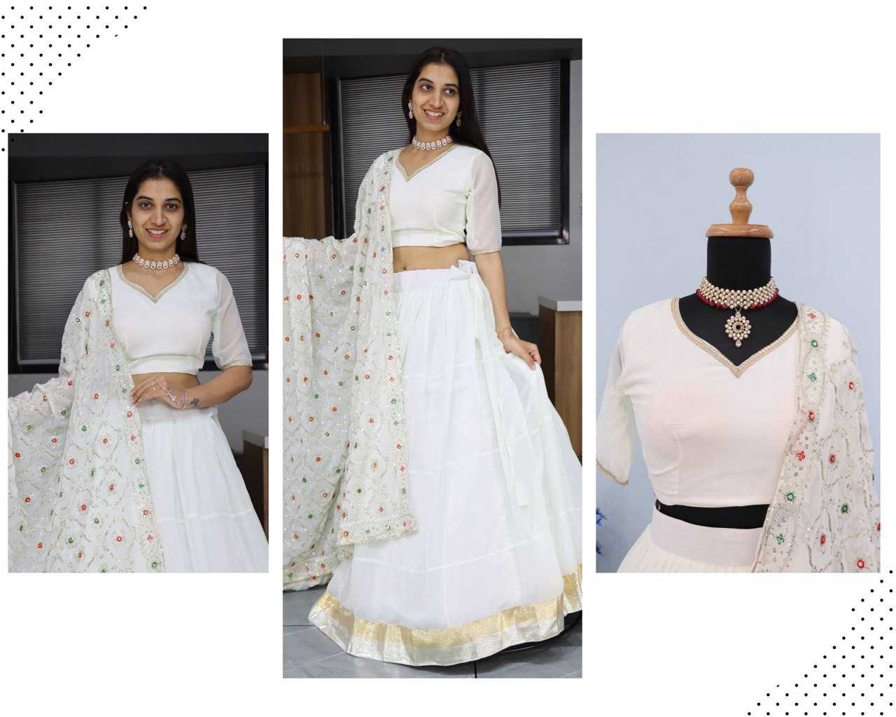 Ynf Faux Georgette RIN119 GRTN9008 Lehengas Wedding Collections Wholesale Embroidered Lehenga White Lehenga Manufacturer