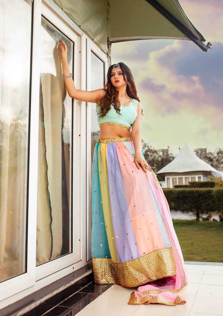 Ynf Faux Georgette RIN213 H52 Lehengas Wholesale Mirror Work Lehenga Heavy Lehenga Sequins Lehenga Manufacturer