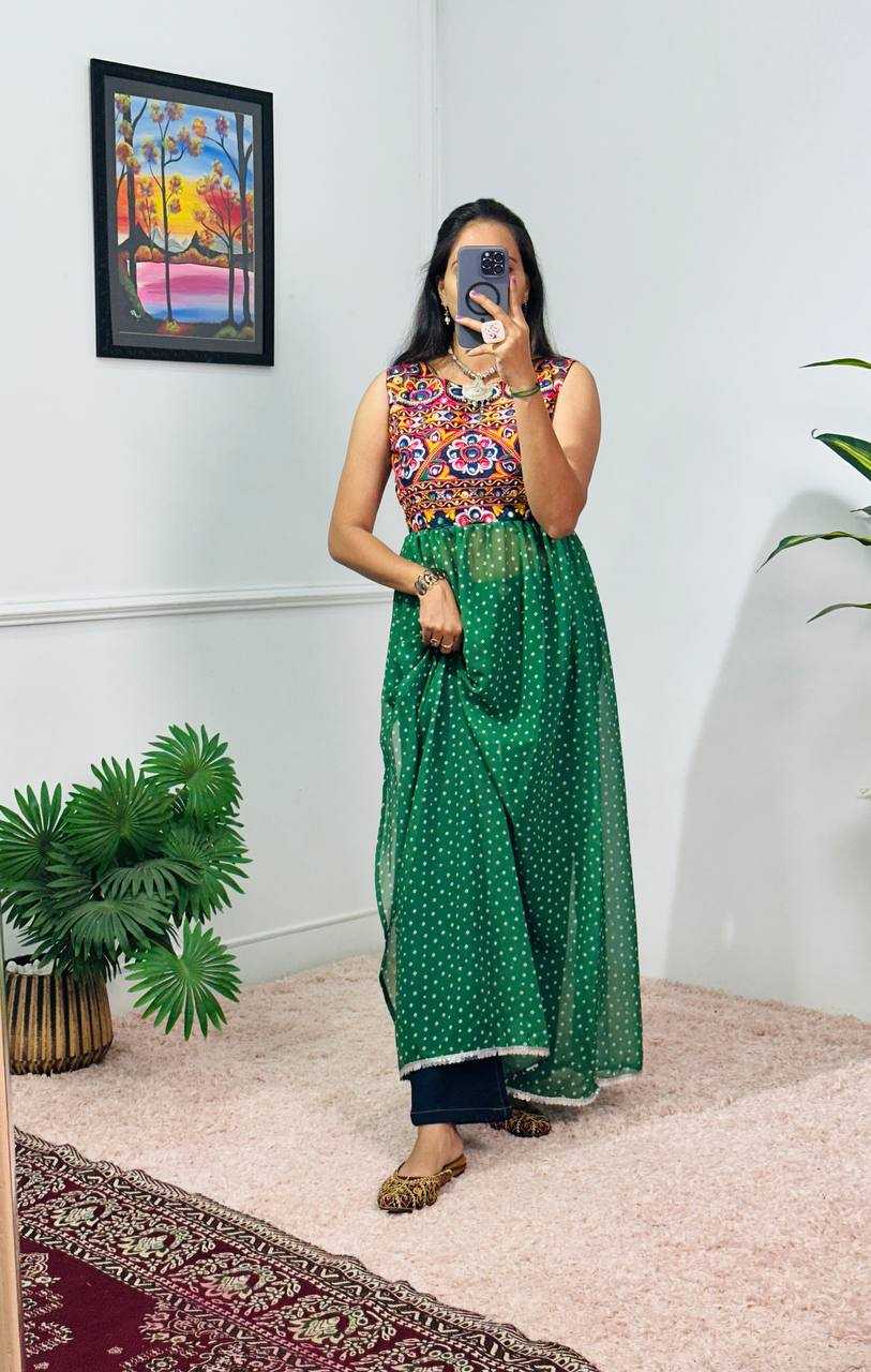 Ynf Faux Georgette RIN215 1064 Kurti Wholesale Long Kurtis Mirror Work Kurti Embroidered Kurtis Manufacturer