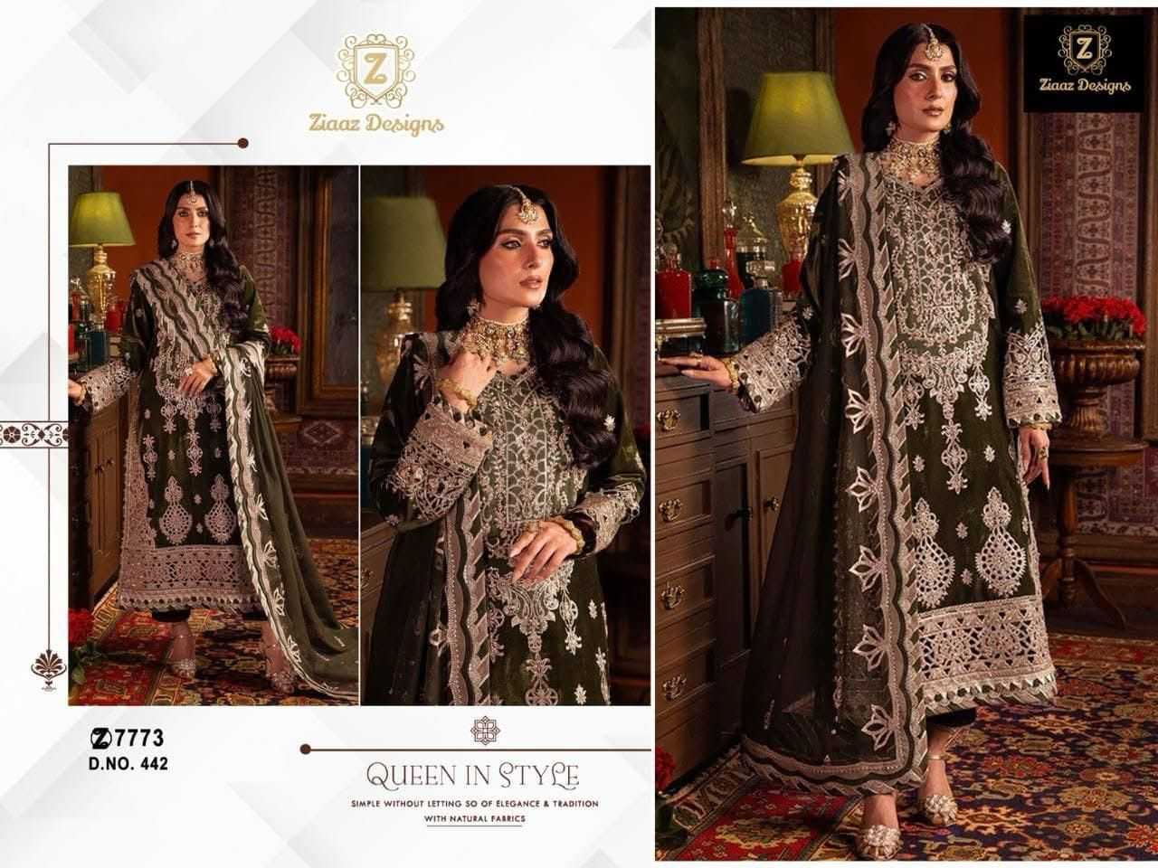 Ynf Georgette KESH444 Ziaaz Designs 442 Suits & Dresses Islamic Clothing Festive Collections Wholesale Pakistani Suits Embroidery Suits Semi Stitched Suits Manufacturer