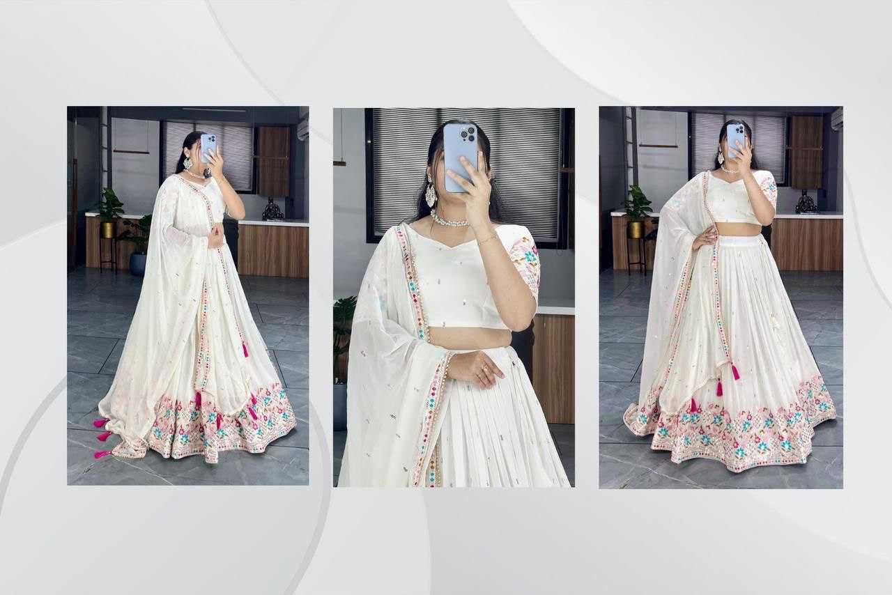 Ynf Georgette RIN119 GRTN7135 Lehengas Wholesale Traditional Lehenga Georgette Lehenga White Lehenga Manufacturer