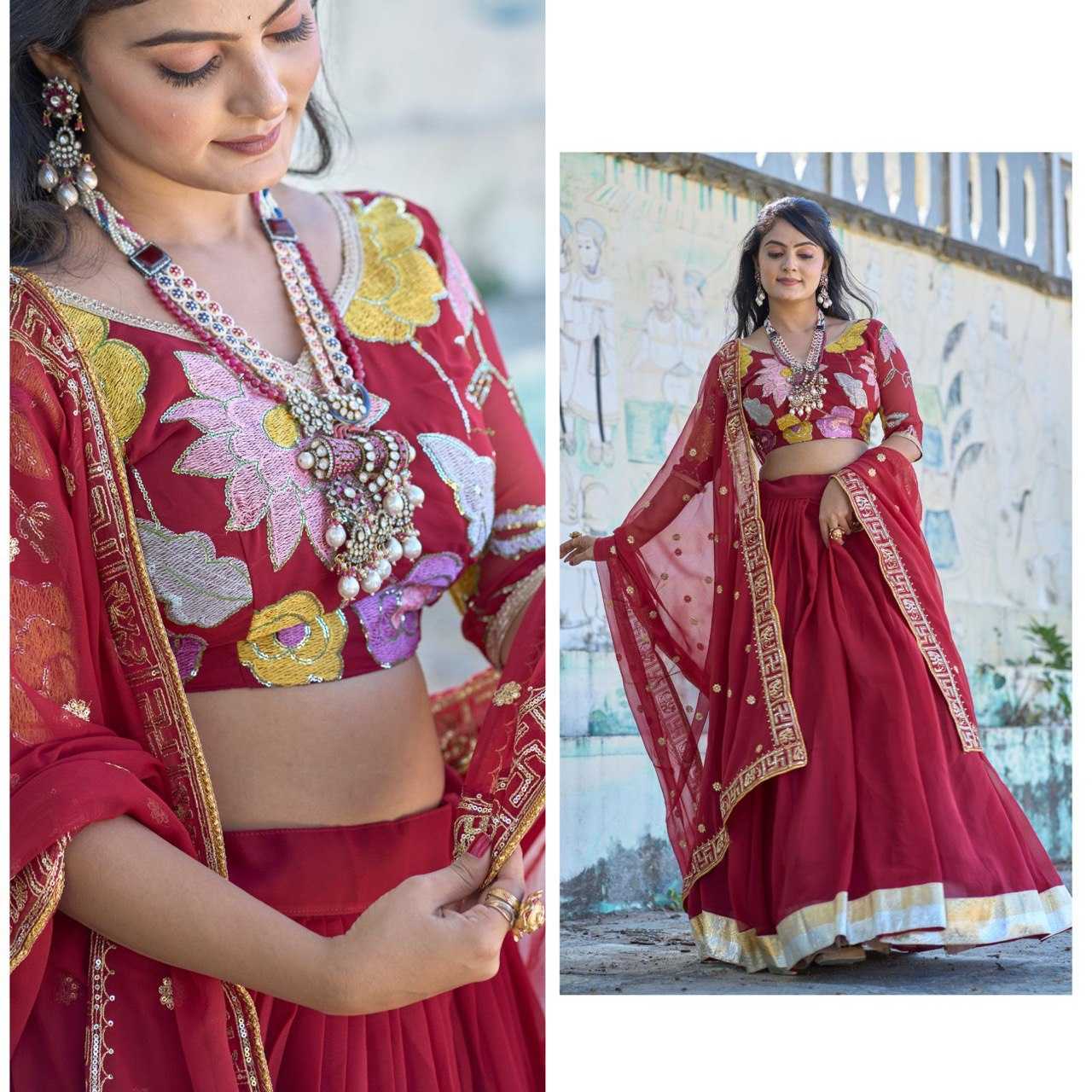 Ynf Georgette RIN119 GRTN9002 Lehengas Wholesale Traditional Lehenga Embroidered Lehenga Crop Top lehenga Manufacturer