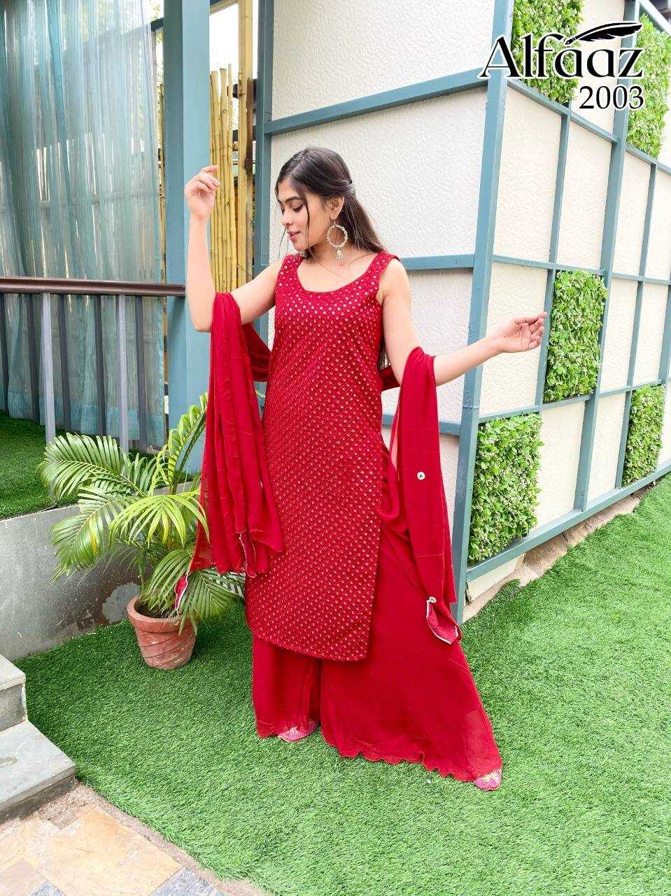 Ynf Georgette RIN131 ALFAAZ V-02 Suits & Dresses Wholesale Sharara Salwar Suits Georgette Suit Embroidered Suits Manufacturer