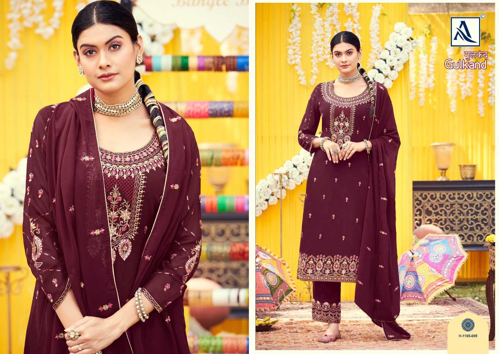 Ynf Georgette RIN186 Alok Suit-GULKAND Edition-2 Setwise Collections Wholesale Dresses & Suits Catalogs Manufacturer