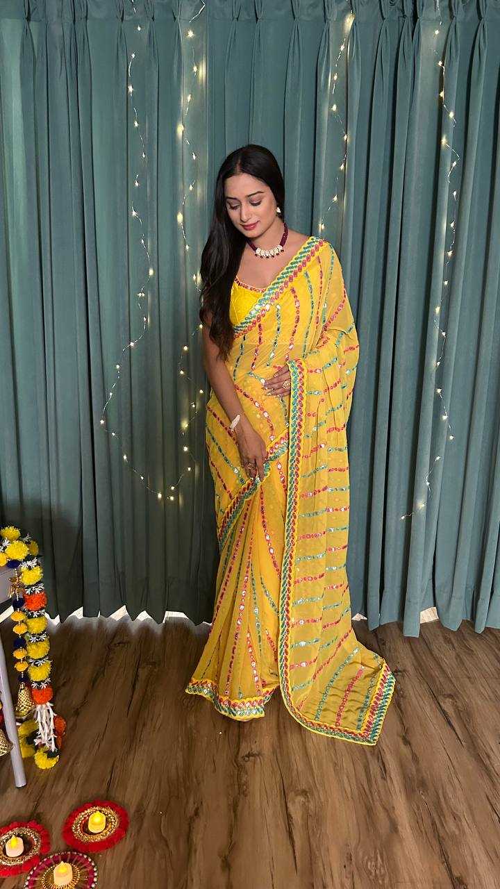 Ynf Georgette RIN213 L273 Sarees Wholesale Party Wear Sarees Fancy Sarees Mirror Work Saree Manufacturer