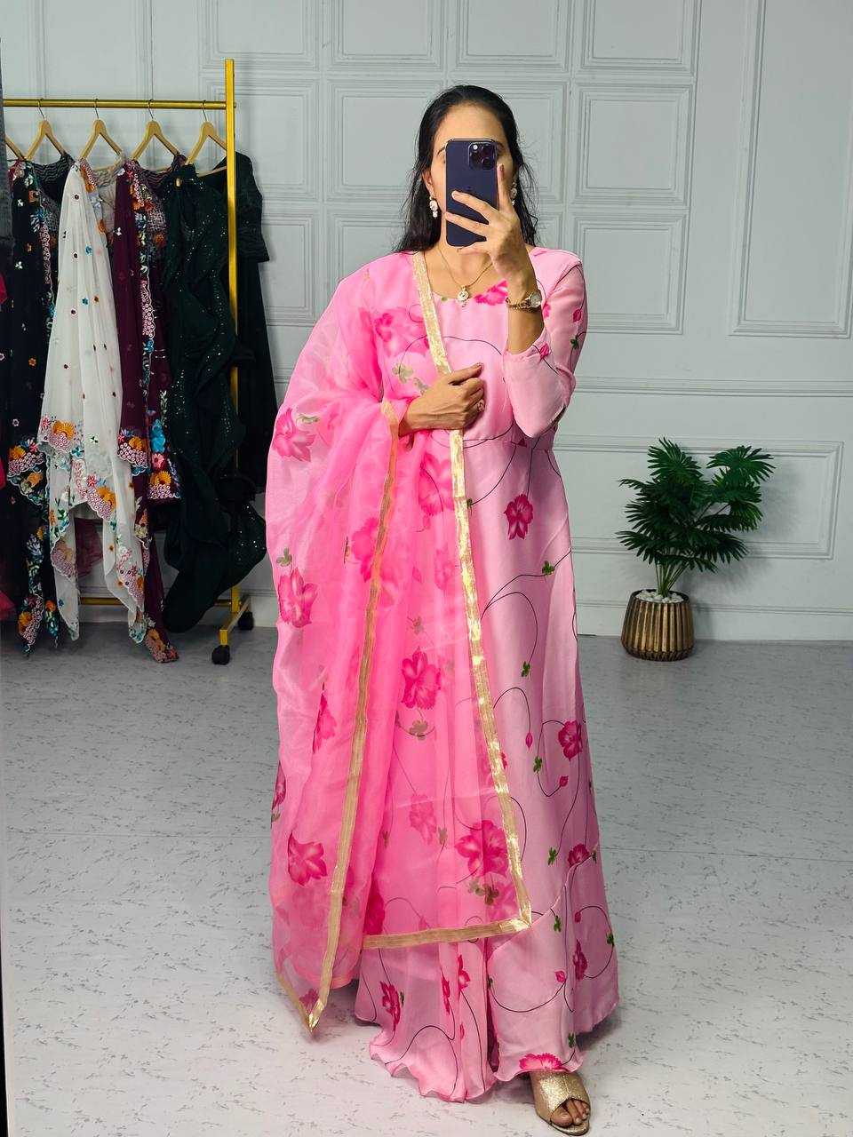 Ynf Georgette RIN215 1019 Gowns Wholesale Printed Gowns Anarkali Gown Long Gowns Manufacturer