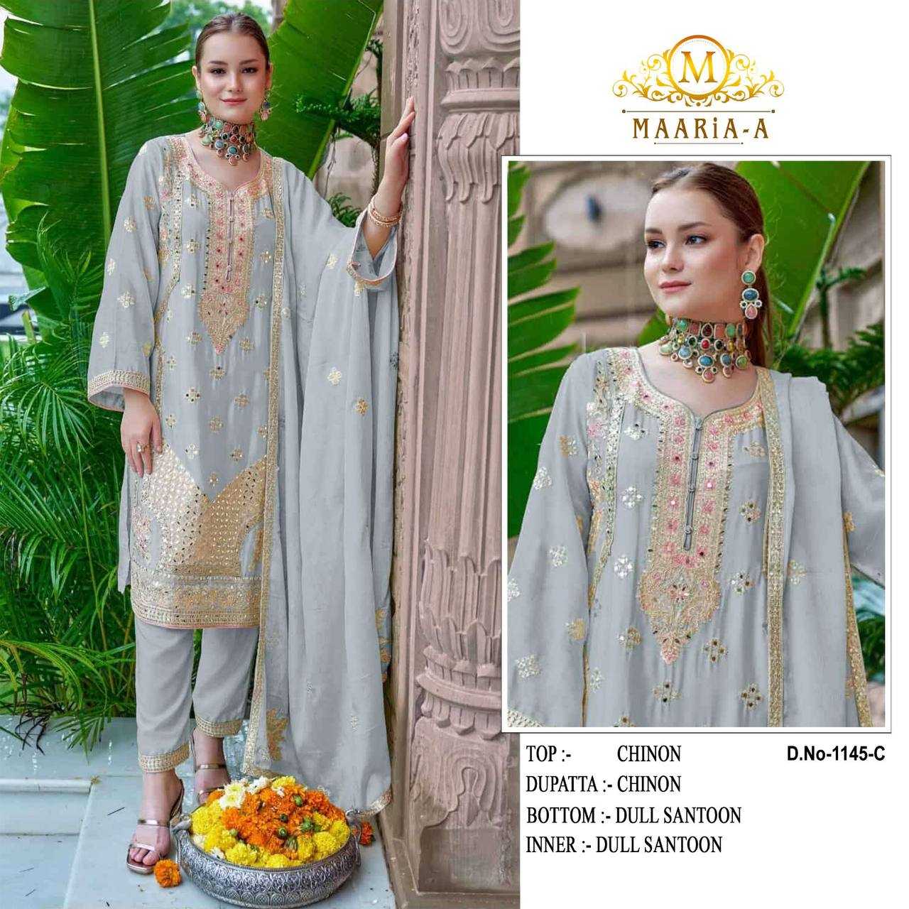 Ynf Heavy Chinnon Silk RIN131 1145 Suits & Dresses Wholesale Ladies Suits Bridal Wedding Dresses Embroidered Suits Manufacturer