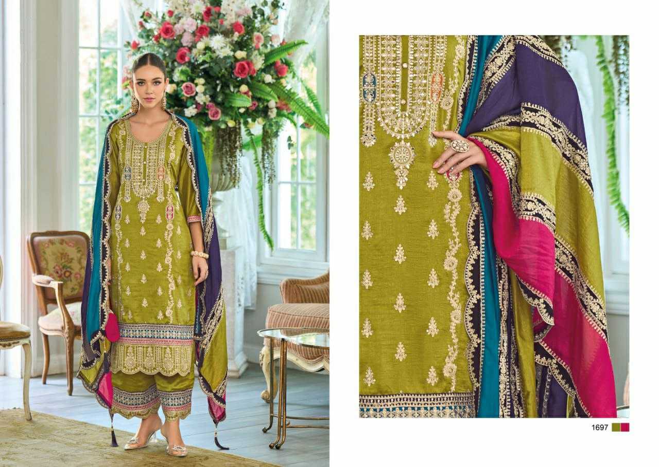 Ynf Heavy Chinnon Silk RIN131 MERUB - RAYNA Suits & Dresses Wholesale Palazzo Suit Party wear suits Embroidered Suits Manufacturer