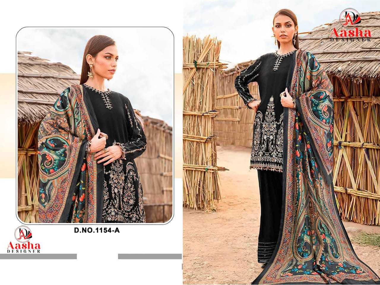 Ynf Heavy Rayon RIN186 AASHA DESIGNER-1154 Suits & Dresses Islamic Clothing Festive Collections Wholesale Embroidery Suits Party wear suits Eid Collections Manufacturer