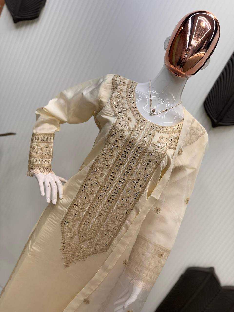 Ynf Heavy Roman Silk RIN141 1913 Suits & Dresses Wholesale Alia Cut Suits Embroidery Suits Ladies Silk Suit Manufacturer