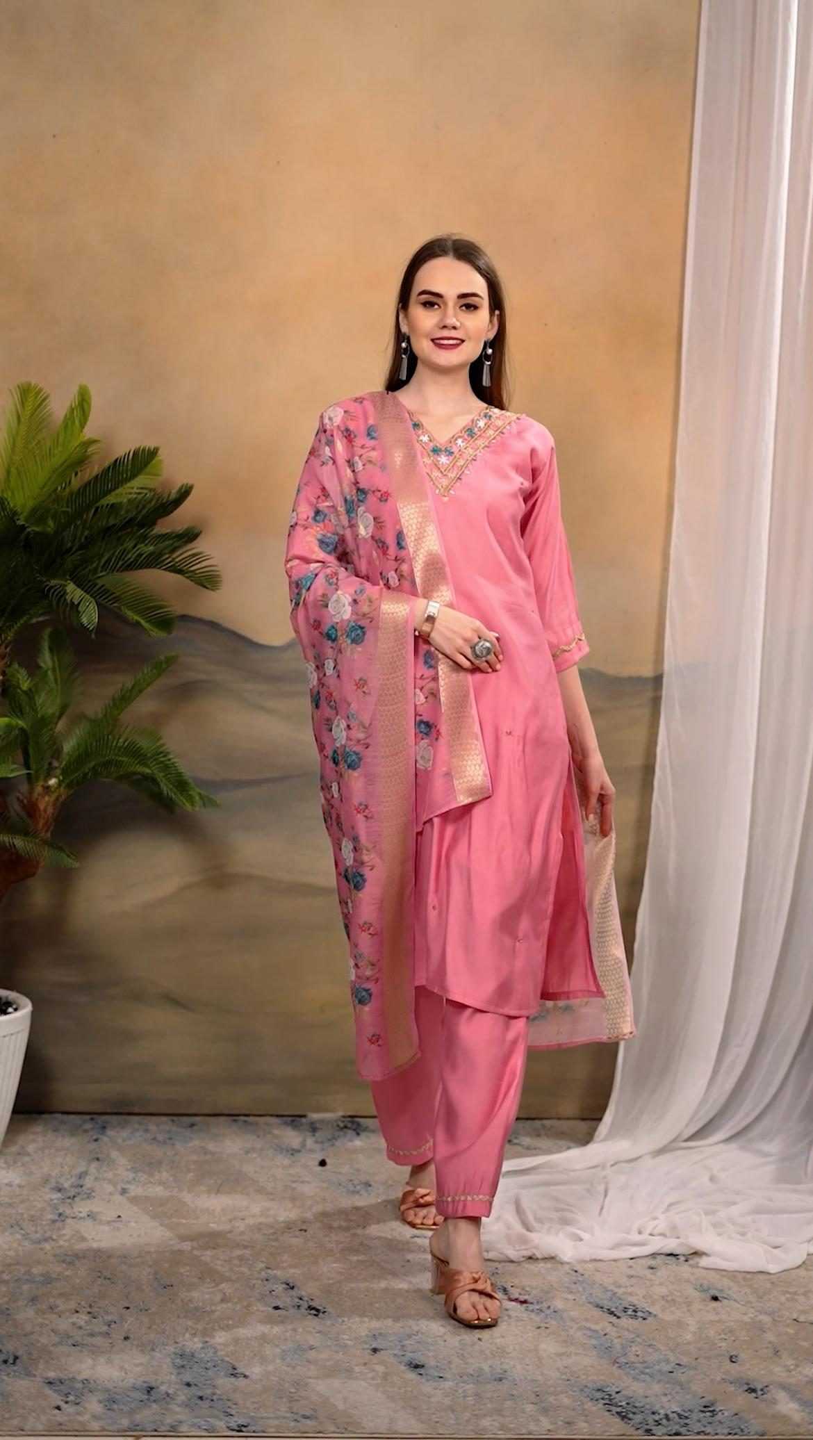 Ynf Heavy Roman Silk RIN212-7002 Suits & Dresses Islamic Clothing Festive Collections Wholesale Silk Suits Eid Collections Handwork Suits Manufacturer