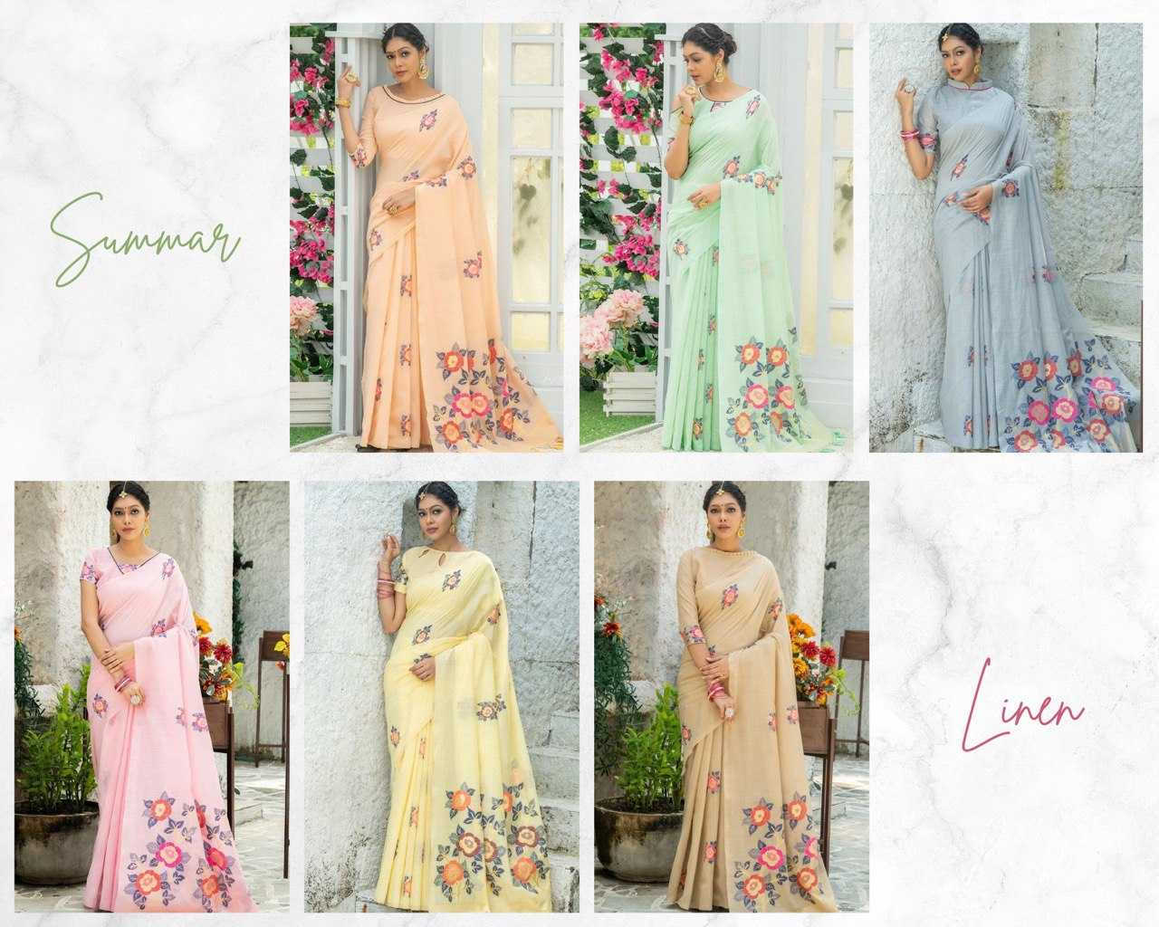 Ynf Linen RIN119 2401 Sarees Wholesale Printed Sarees Linen Sarees Manufacturer