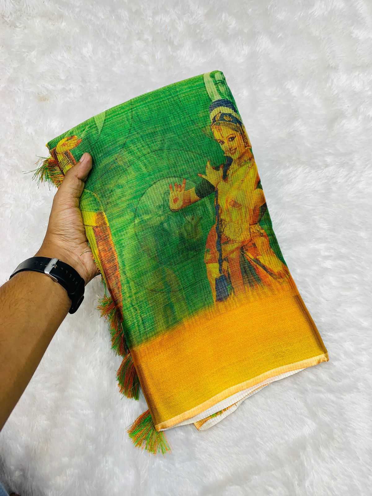 Ynf Linen RIN203 MTW35 Sarees Wholesale Printed Sarees Zari Border Sarees Linen Sarees Manufacturer