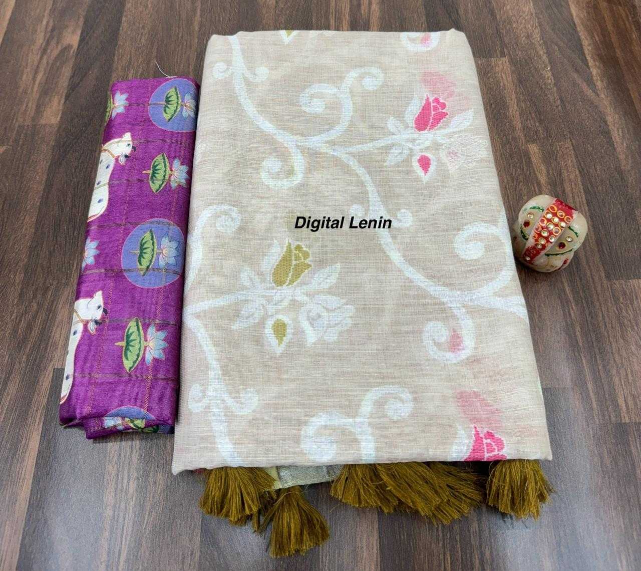 Ynf Linen RIN203 MTW71 Sarees Wholesale Kalamkari Sarees Zari Border Sarees Linen Sarees Manufacturer