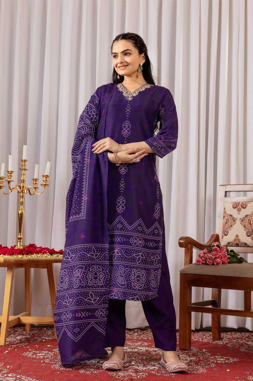 Ynf Muslin Silk RIN131 DT-022 BANDHANI Suits & Dresses Wholesale Alia Cut Suits Ladies Silk Suit Bandhani Suits Manufacturer