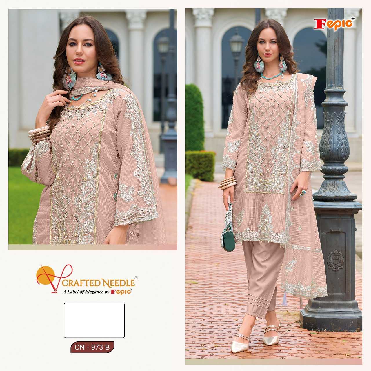 Ynf Net KESH446 CRAFTED NEEDLE CN-973 Suits & Dresses Islamic Clothing Festive Collections Wholesale Pakistani Suits Afghani Suits Embroidered Suits Manufacturer