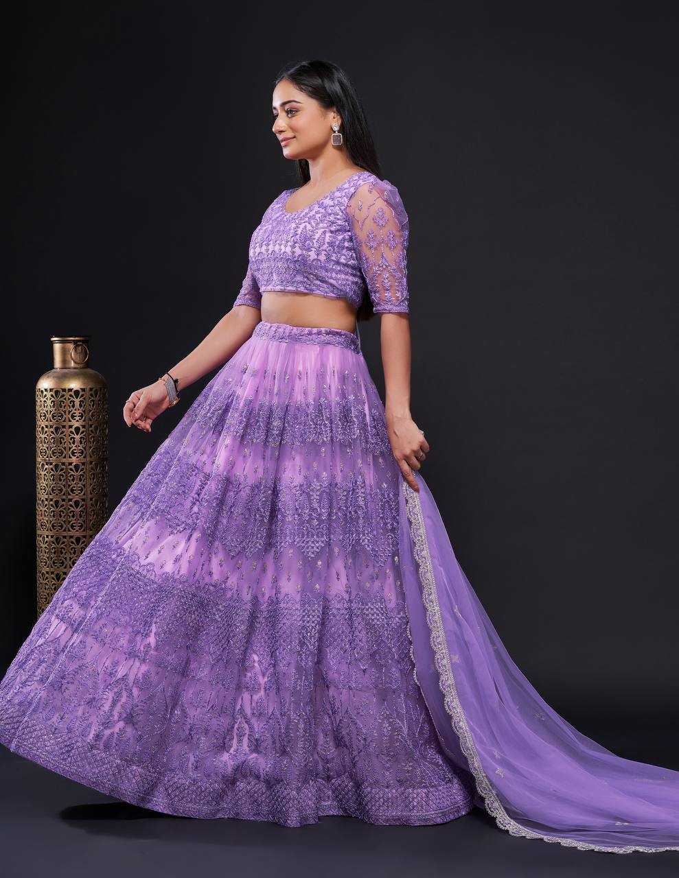 Ynf Net RIN213 H48 Lehengas Wholesale Net Fancy Lehenga Zari Work Lehenga Sequins Lehenga Manufacturer