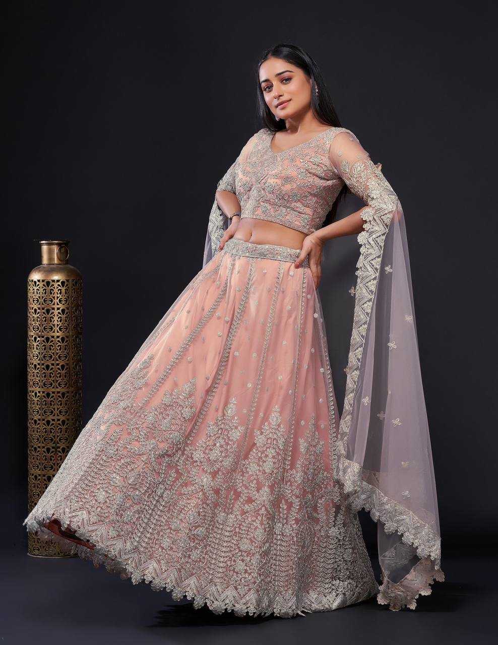 Ynf Net RIN213 H55 Lehengas Wholesale Fancy Lehenga Sequins Lehenga Manufacturer