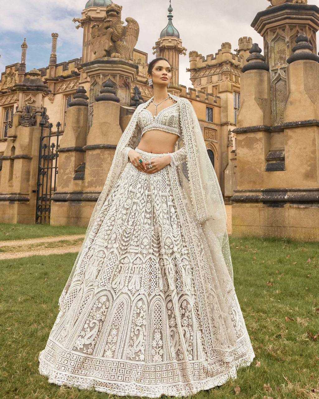 Ynf Net RIN213 H78 Lehengas Wholesale Net Fancy Lehenga Thread Work Lehenga Sequins Lehenga Manufacturer