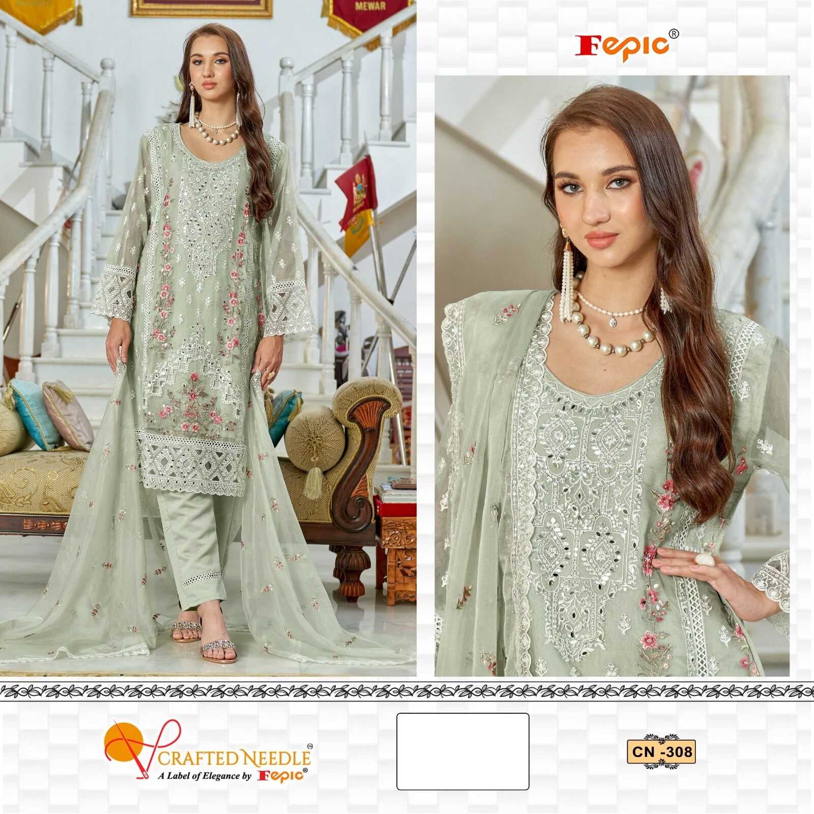 Ynf Organza KESH446 CRAFTED NEEDLE CN-308 Suits & Dresses Islamic Clothing Festive Collections Wholesale Pakistani Suits Afghani Suits Embroidered Suits Manufacturer