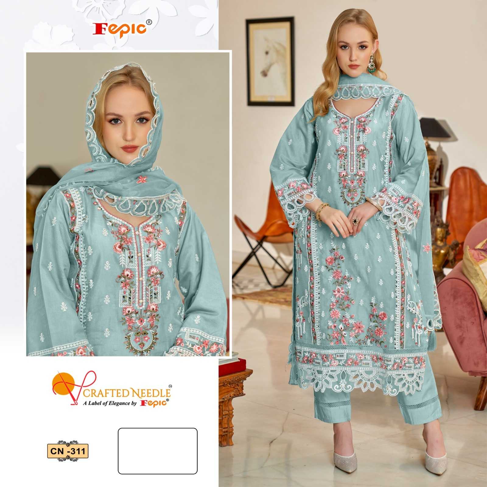 Ynf Organza KESH446 CRAFTED NEEDLE CN-311 Suits & Dresses Islamic Clothing Festive Collections Wholesale Pakistani Suits Kashmiri Suits Embroidered Suits Manufacturer