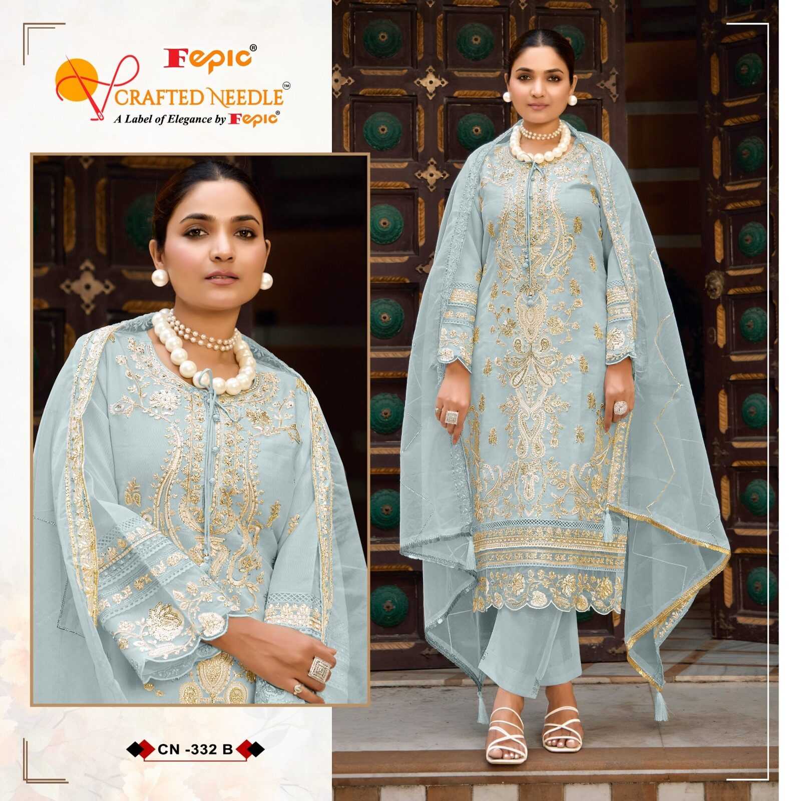 Ynf Organza KESH446 CRAFTED NEEDLE CN-332 Suits & Dresses Islamic Clothing Festive Collections Wholesale Pakistani Suits Embroidered Suits Handwork Suits Manufacturer