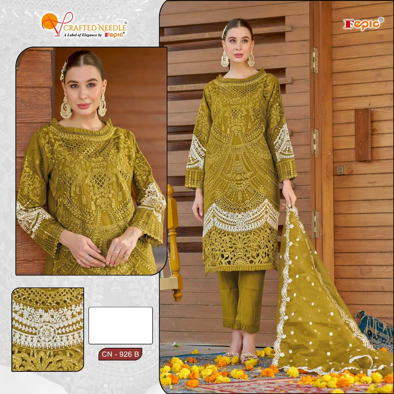 Ynf Organza KESH446 CRAFTED NEEDLE CN-926 Suits & Dresses Islamic Clothing Festive Collections Wholesale Pakistani Suits Kashmiri Suits Embroidered Suits Manufacturer