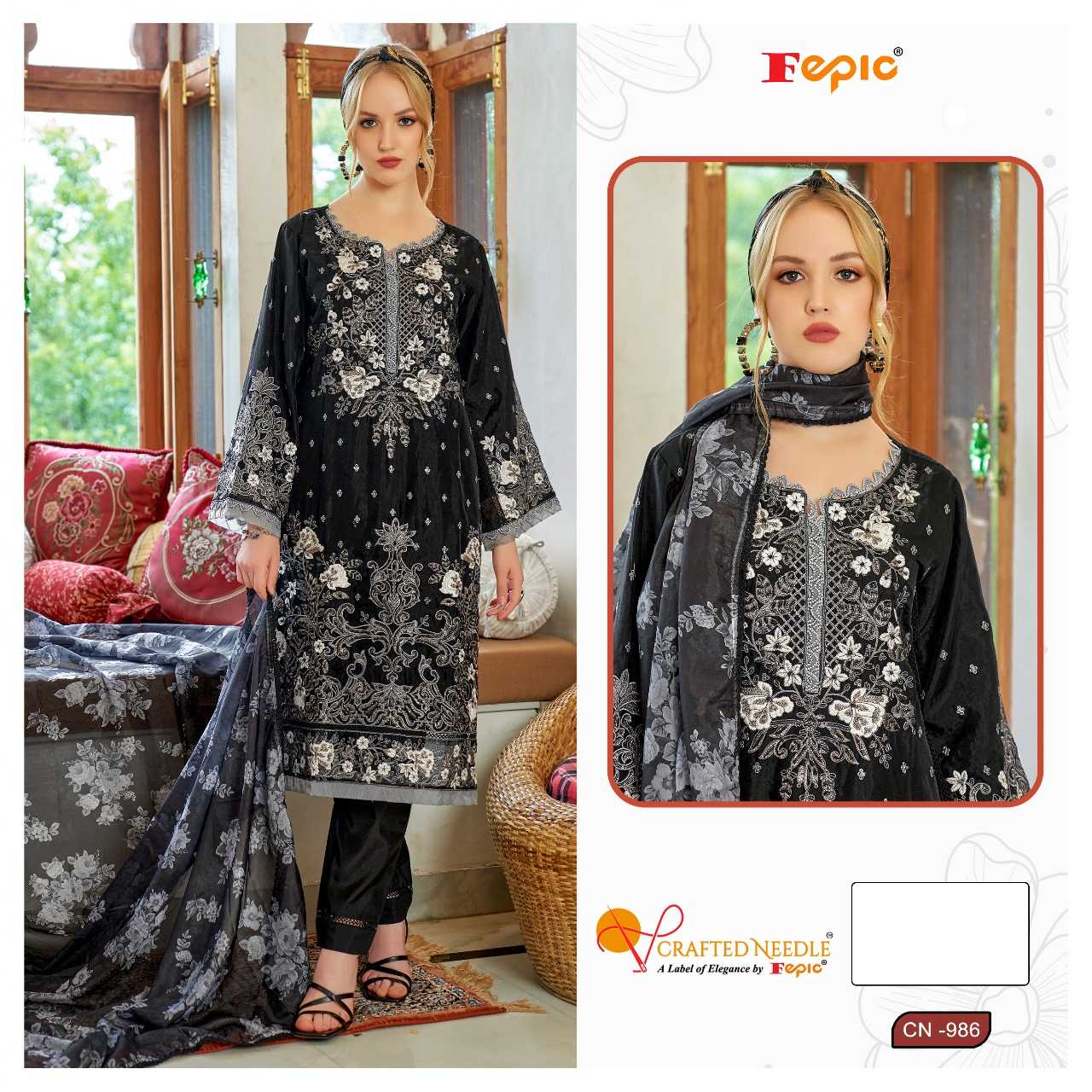 Ynf Organza KESH446 CRAFTED NEEDLE CN-986 Suits & Dresses Islamic Clothing Festive Collections Wholesale Pakistani Suits Kashmiri Suits Embroidered Suits Manufacturer