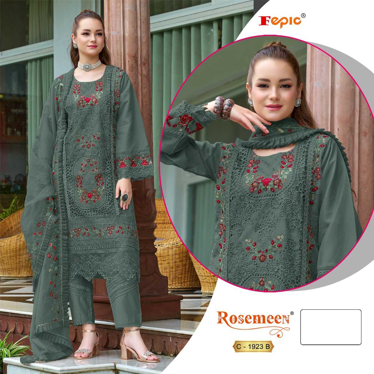 Ynf Organza KESH446 FEPIC ROSEMEEN-1923 Suits & Dresses Islamic Clothing Festive Collections Wholesale Pakistani Suits Afghani Suits Embroidered Suits Manufacturer