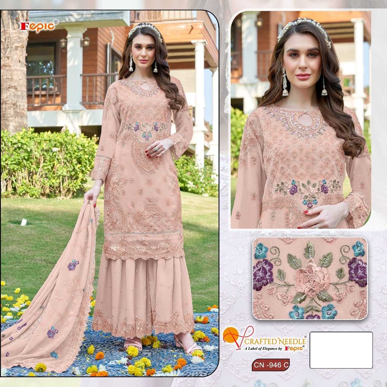 Ynf Organza RIN186 FEPIC-CRAFTED NEEDLE-CN946 Suits & Dresses Islamic Clothing Festive Collections Wholesale Party wear suits Embroidered Suits Eid Collections Manufacturer